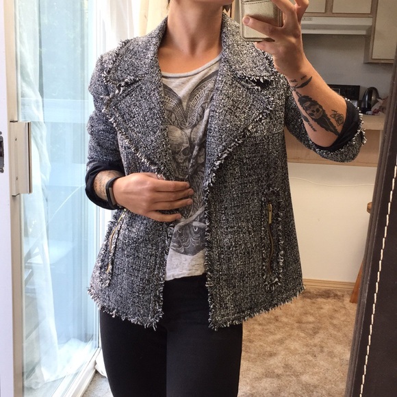 Michael Kors Jackets & Blazers - {HP⭐️!} NWT Michael Kors Open Tweed Moto Jacket